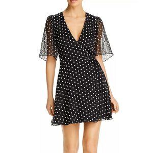 ALICE + OLIVIA Women's Sandra Embroidered Wrap Dress 2 In Black/White